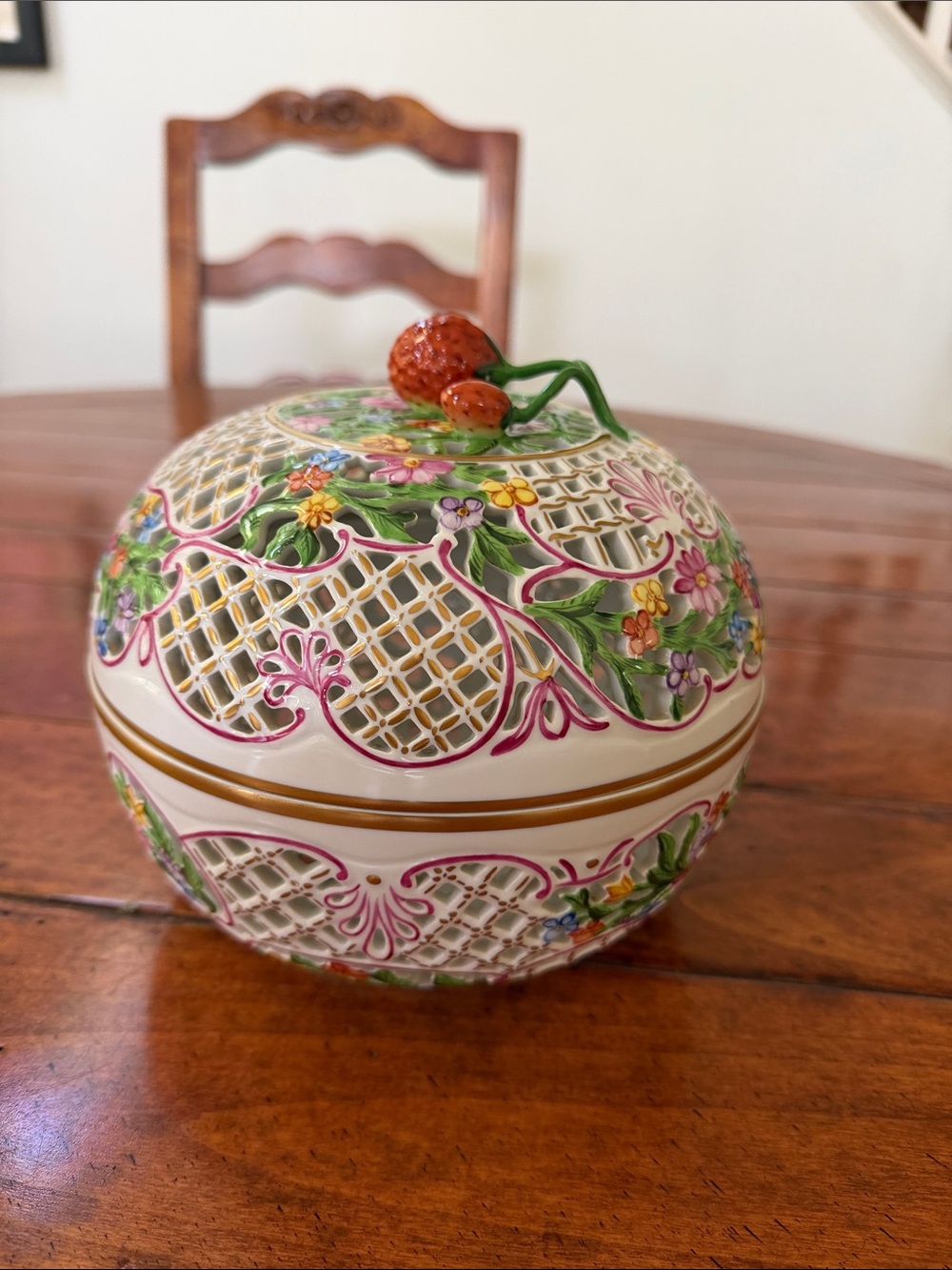 Herend Strawberry Finial Openwork Ball